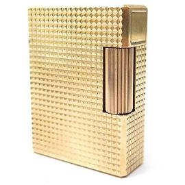 VINTAGE LIGHTER ST DUPONT LINE 2 PM POINTE DE DIAMOND GOLD PLATED + BOX Golden