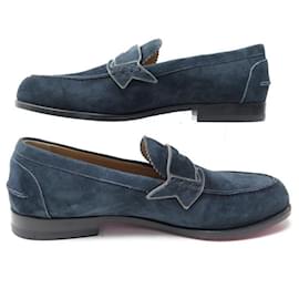 Christian Louboutin-NEW CHRISTIAN LOUBOUTIN MOCCASIN SHOES 40.5 BLUE SUEDE NEW SHOES-Blue