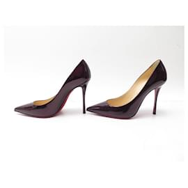 Christian Louboutin-NEW CHRISTIAN LOUBOUTIN SHOES 38.5 NEW SHOES PATENT LEATHER-Dark red
