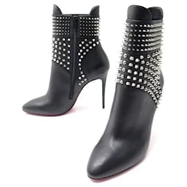 Christian Louboutin-NEW CHRISTIAN LOUBOUTIN SHOES HUNGARIAN SPIKE ANKLE BOOTS 38.5 NEW LEATHER-Black