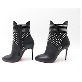 Christian Louboutin-NEW CHRISTIAN LOUBOUTIN SHOES HUNGARIAN SPIKE ANKLE BOOTS 38.5 NEW LEATHER-Black