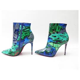 Christian Louboutin-NUOVE SCARPE CHRISTIAN LOUBOUTIN STIVALI SO KATE METRO GRAFFITI 39 new-Blu