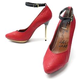Lanvin-NINE LANVIN SHOES PUMPS 40 IN RED LEATHER + NEW SHOES BOX-Red
