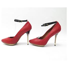Lanvin-NINE LANVIN SHOES PUMPS 40 IN RED LEATHER + NEW SHOES BOX-Red