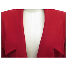 Chanel-NEW VINTAGE CHANEL BLAZER lined-BREASTED JACKET IN RED CASHMERE 40 MJACKET-Red