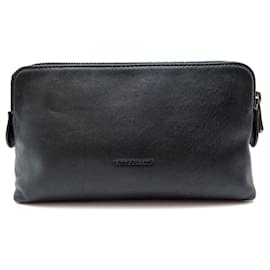 Longchamp-NUEVO POUCH LONGCHAMP PANTALÓN LE PLIAGE L4549757001 NUEVO POUCH PIEL NEGRA-Negro