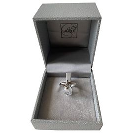 Lalique argolas Branco Hardware prateado