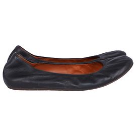Ballerine Lanvin Scrunched in pelle nera Nero