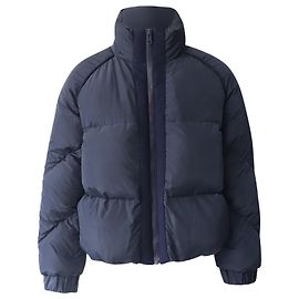 Ganni Quilted Turtleneck Down Jacket in Navy Blue Polyester Blue Navy blue