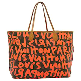 Louis Vuitton-LOUIS VUITTON Monogram Graffiti Neverfull GM Tote Bag Orange M93702 Auth tp293-Other,Orange
