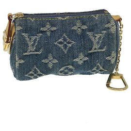 LOUIS VUITTON Monogram Denim Trousse Speedy Pouch Blue M95082 LV Auth Pt1033 Blau
