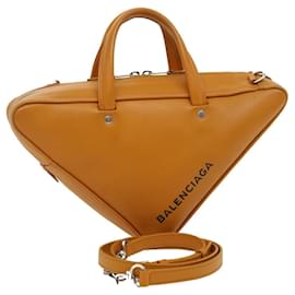 Balenciaga-balenciaga 2Way Shoulder Bag Hand Bag Leather Brown Auth gt2534a-Brown