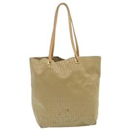 Fendi-FENDI Zucchino Canvas Tote Bag Beige Auth bs752-Beige