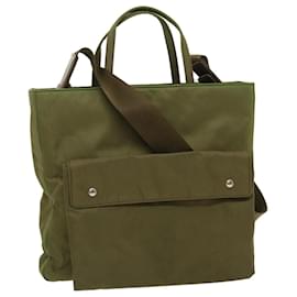 Prada-Prada Hand Bag Nylon 2way Shoulder Bag Khaki Auth yt795-Khaki