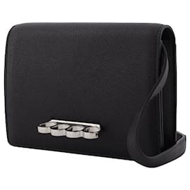 Alexander Mcqueen-Four Ring Bag in Black Leather-Black