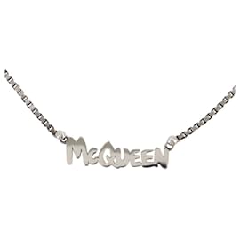 Alexander Mcqueen-Graffiti Cut Necklace in Silver Brass-Silvery,Metallic