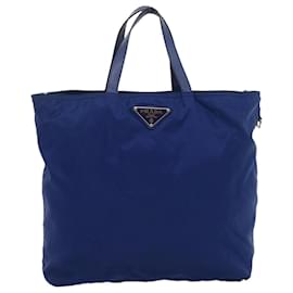 Prada-PRADA Tote Bag Shoulder Bag 2way nylon Blue Auth cl067-Blue