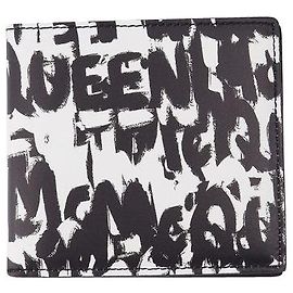 Alexander Mcqueen Portefeuille à deux volets en cuir noir et blanc Multicolore