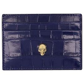 Alexander Mcqueen Kartenetui aus schwarzem Leder und Weiß Mehrfarben