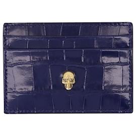 Alexander Mcqueen-Cardholder in Black Leather et Blanc-Multiple colors