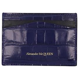 Alexander Mcqueen-Cardholder in Black Leather et Blanc-Multiple colors