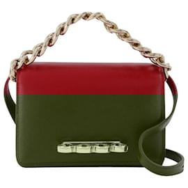 Alexander Mcqueen-Four Ring Mini Bag in Red Leather-Red