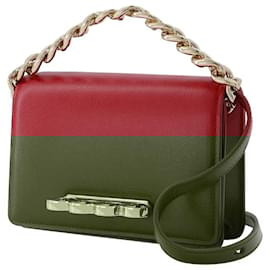 Alexander Mcqueen-Four Ring Mini Bag in Red Leather-Red