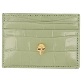 Alexander Mcqueen-Card Holder in Sage Leather-Green