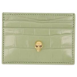 Alexander Mcqueen Tarjetero en Piel Salvia Verde