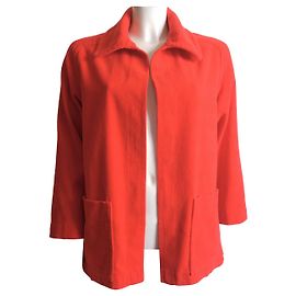 Veste Hermès rouge en chenille de coton brodée Rouge