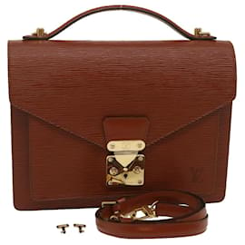 Louis Vuitton-LOUIS VUITTON Epi Monceau Hand Bag Brown M52123 LV Auth gt2346-Brown