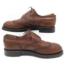 JM Weston-JM WESTON SHOES 589 TRIPLE SOLE 9D 43 FLOWER TOE BROWN LEATHER-Brown