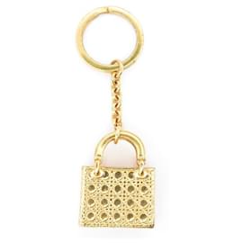 Christian Dior-CHARM CHRISTIAN DIOR BOLSA LADY DIOR GOLDEN KEYS RING PORTA-CHAVES DE METAL-Dourado