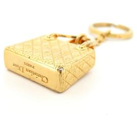 Christian Dior-CHARM CHRISTIAN DIOR BOLSA LADY DIOR GOLDEN KEYS RING PORTA-CHAVES DE METAL-Dourado
