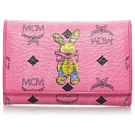 MCM Purple Bi-fold Visetos Rabbit Leather Small Wallet Multiple colors Purple
