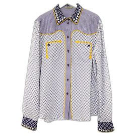 Bottega Veneta SS18 Camicia western in seta viola Porpora Viola scuro