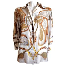 Hermès-Camisa de seda Hermès-Multicolor