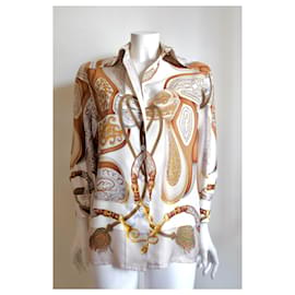 Hermès-Camisa de seda Hermès-Multicolor