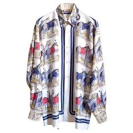 Camisa masculina de seda Hermès Multicor