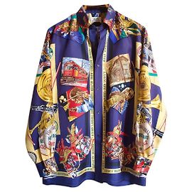 Camisa masculina de seda Hermès Multicor