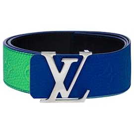 Louis Vuitton-Splendid blue and green LV Initiales Taurillon Illusion belt-Blue
