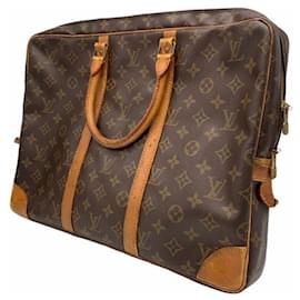 Louis Vuitton-LOUIS VUITTON Porte Document Voyage Monogram Briefcase Business Bag-Brown