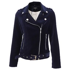 Autre Marque Zaquad velvet biker jacket in navy blue S 36 Navy blue