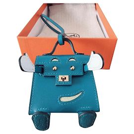 Hermès Kelly Doll Charm White Blue Silver hardware