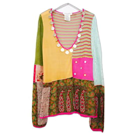 Christian Dior Dior x Galliano SS04 Pull patchwork à bordure médaillon Multicolore