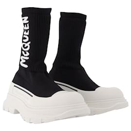 Alexander Mcqueen-Sneakers Tread Slick in tessuto bianco e nero-Multicolore