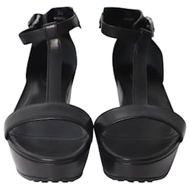 Tod's-Tod's T-Strap Wedge Platform Ankle Strap Sandals in Black Leather-Black