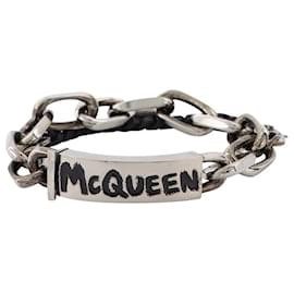 Alexander Mcqueen-Graffiti Bracelet in Silver and Black Brass-Silvery,Metallic