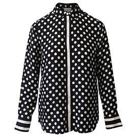 Kate Spade Tupfenbluse aus schwarzer und weißer Seide Schwarz
