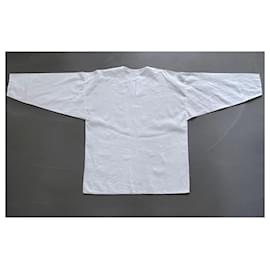 Autre Marque-tunica o camicia tunisina in lino bianco XL - 100% biancheria-Bianco